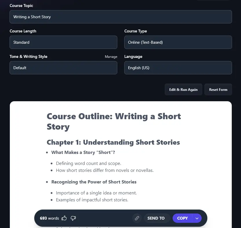 The Start of a Generated Course Outline (Created by the Course Outline Tool)