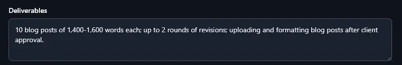 Giving a Detailed Version of Your Deliverables to the Freelance Contract Generator