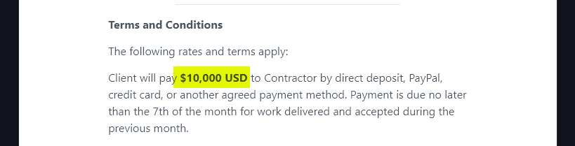 Your Fee Appears in Your Completed Contract Exactly as Entered in the Freelance Contract Tool