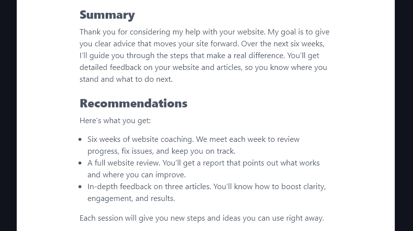 The AI May Expand on Your Deliverables to Give Your Prospect More Information