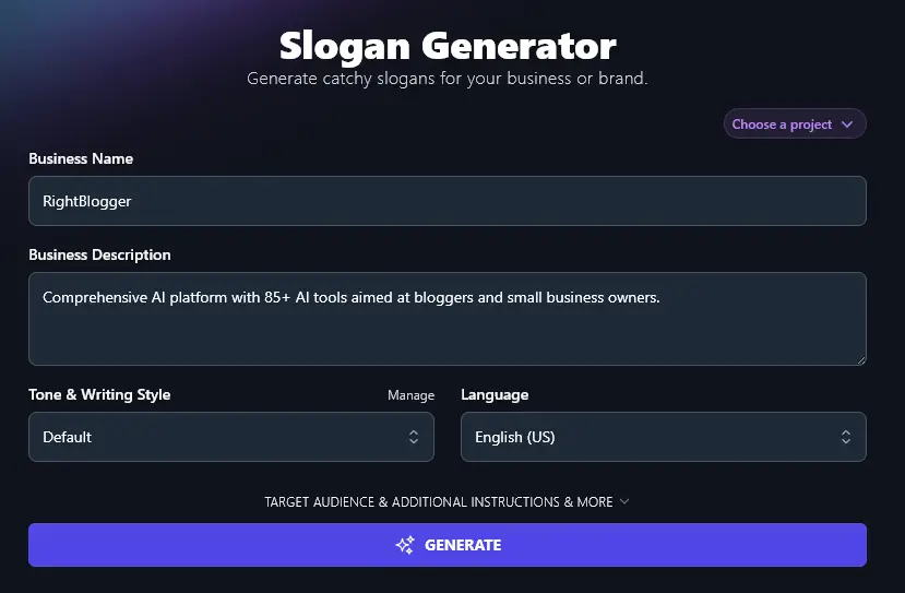 Type or Paste a Description of Your Business Into the AI Slogan Generator
