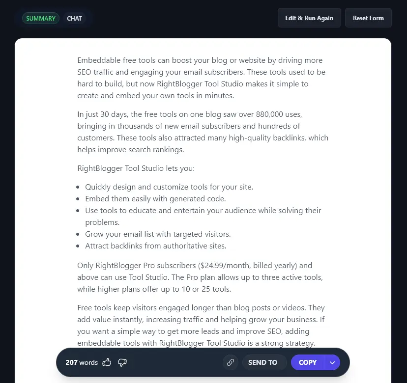 An AI-Generated Summary With Formatting (Includes Bullet Points)