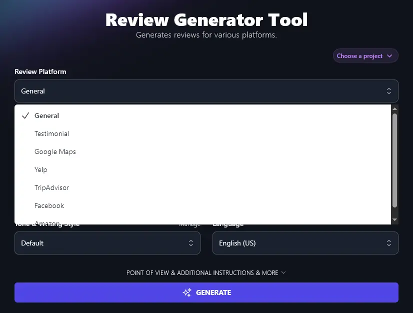 Selecting a Review Platform for Use With the Review Generator Tool