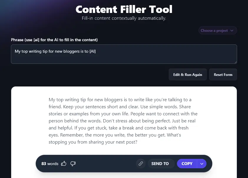 An Example of the Output Produced by the AI Content Filler