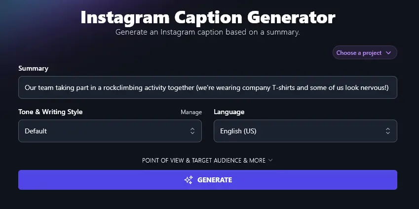 Entering a Detailed Description of Your Photo Into the AI Instagram Caption Generator