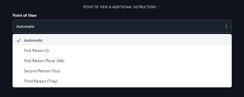 Selecting a Point of View to Use With the AI Text Merge Tool