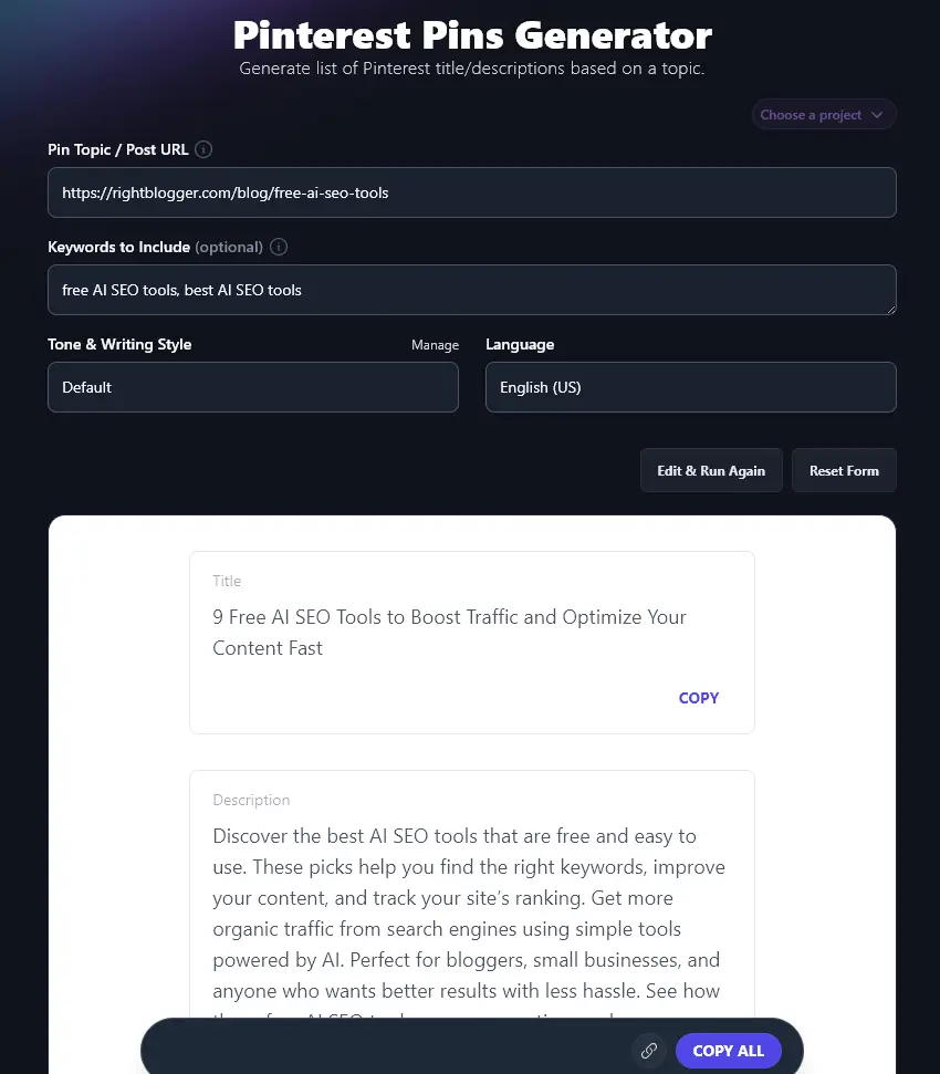 Generating a List of Pins With the Pinterest Pin Generator