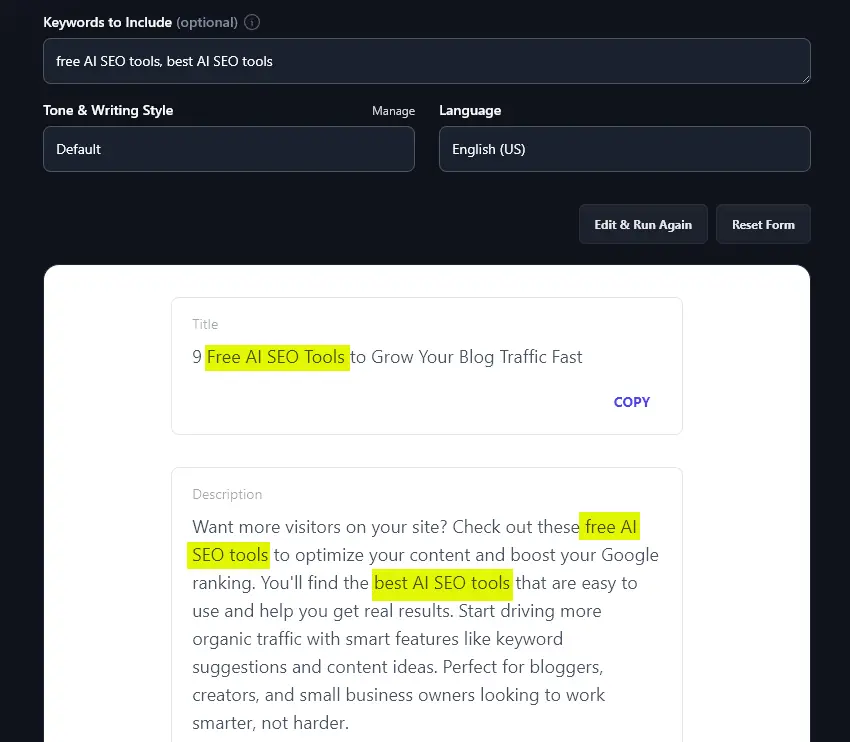 The Pinterest Pin Generator has Incorporated the Specified Keywords in the Title and Description for the Pin