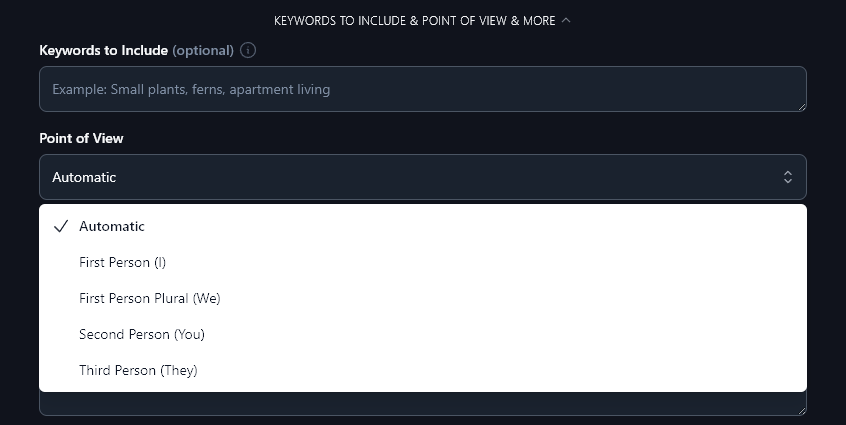 Selecting a Point of View to Use With the AI Tweet Generator