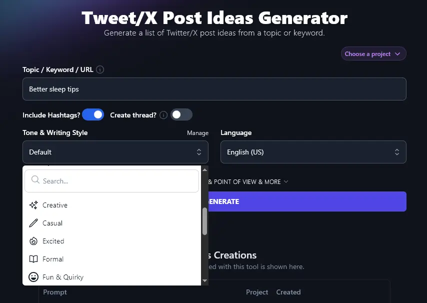 Choosing the Tone & Writing Style to Use With the AI Tweet Generator Tool