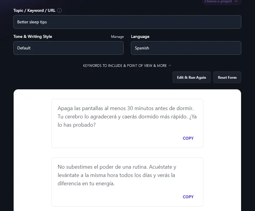 Creating Content in Spanish Using the AI Tweet Generator