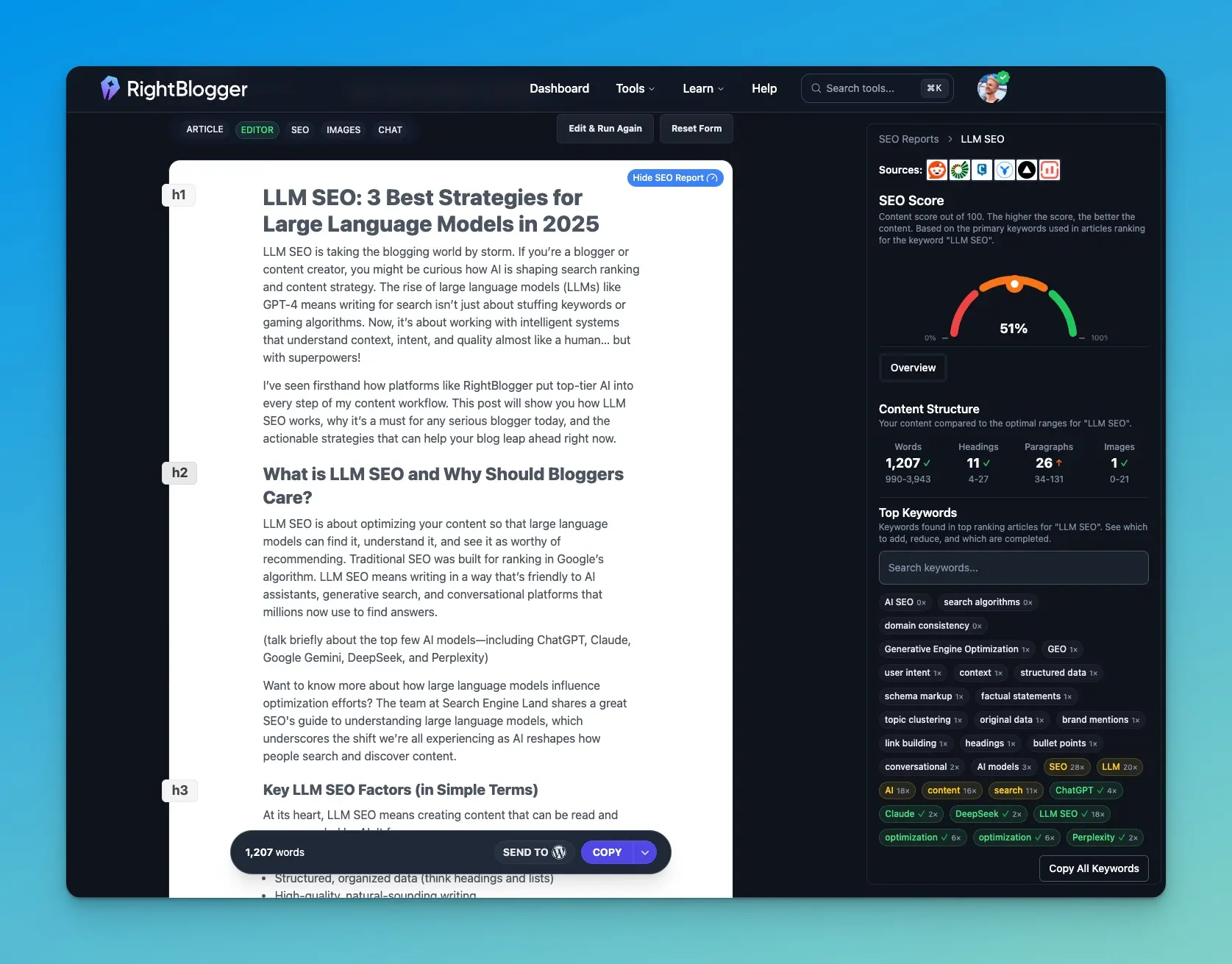 Full SEO Report in RightBlogger (Tutorial)