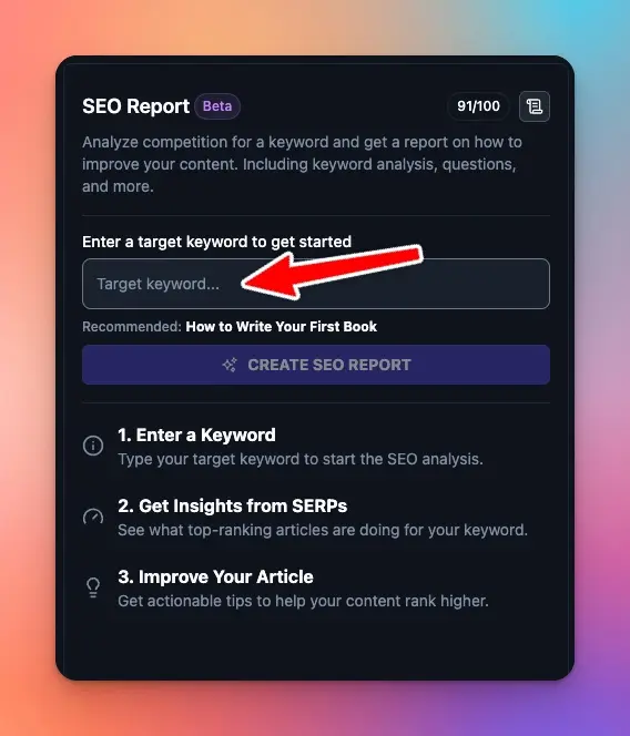 SEO Reports in RightBlogger (AI SEO Analysis Tool)