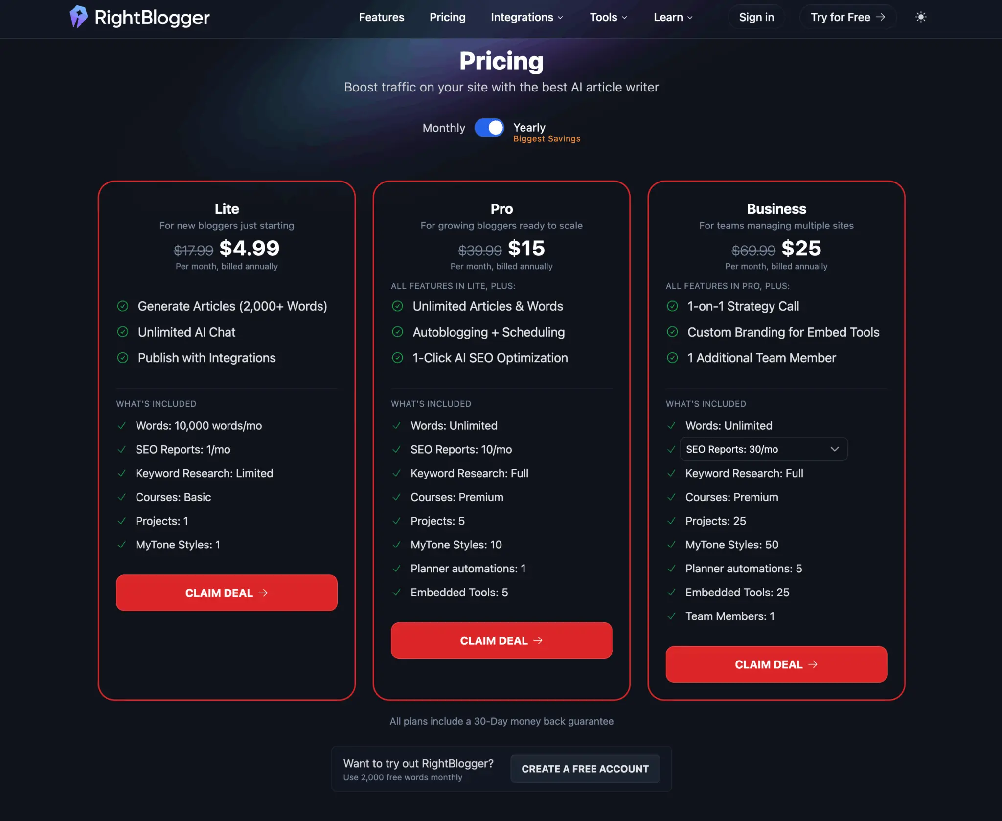 RightBlogger Autoblogging Pricing and Comparison