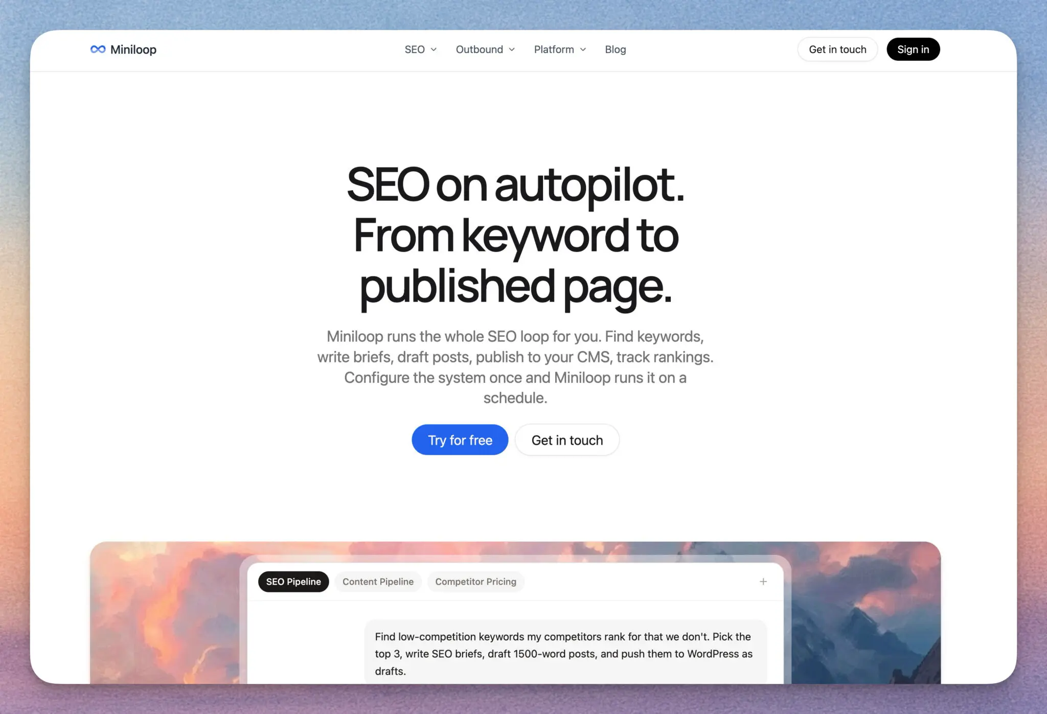 Miniloop homepage