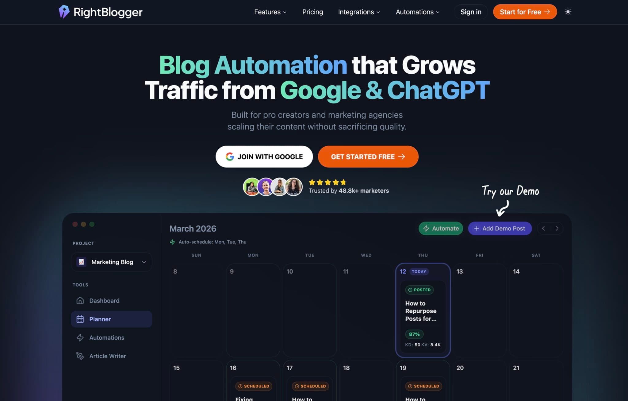 RightBlogger homepage