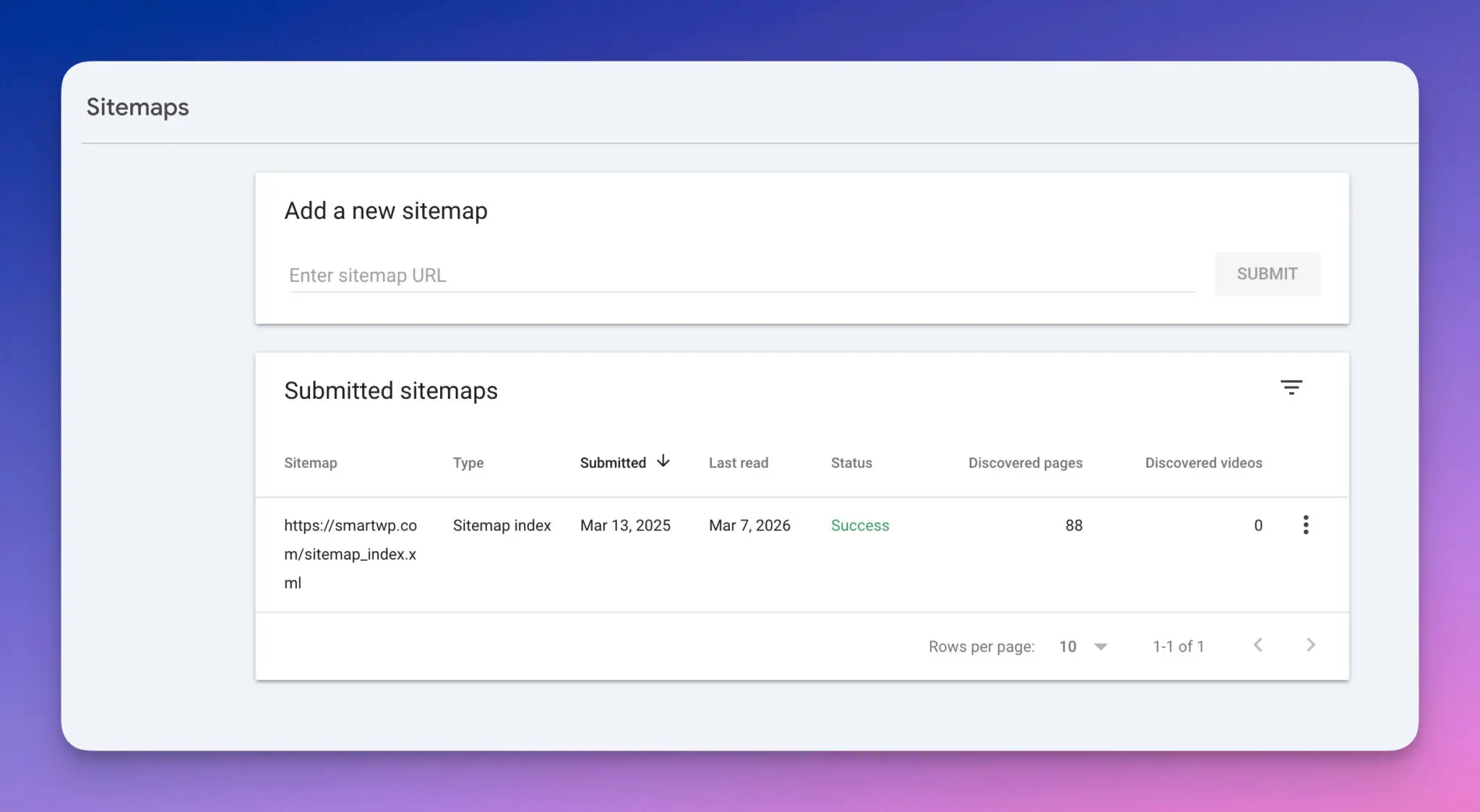 Submitting a sitemap to Google Search Console