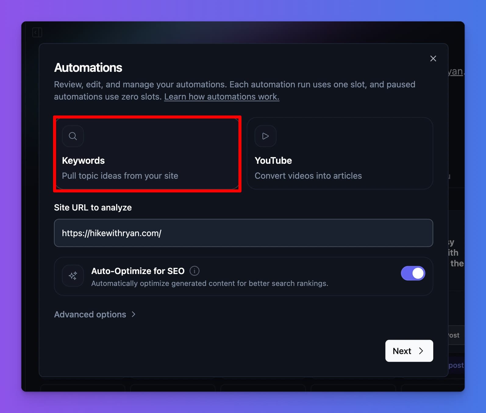 Making a Free Blog Automation in RightBlogger with Keywords or YouTube