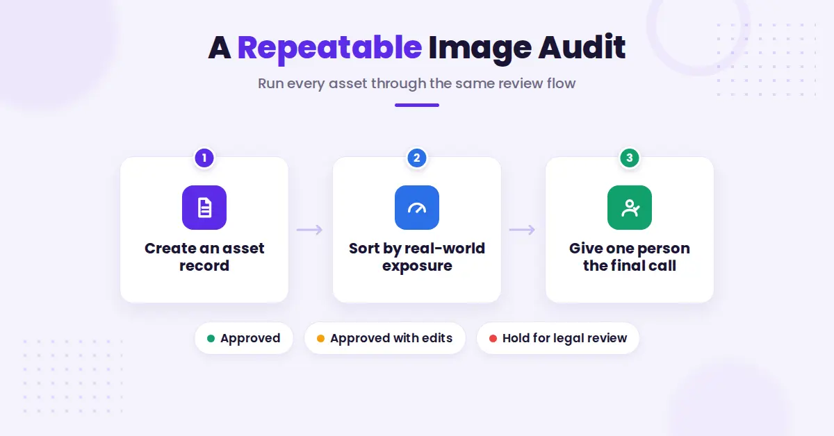Repeatable AI image audit step flow