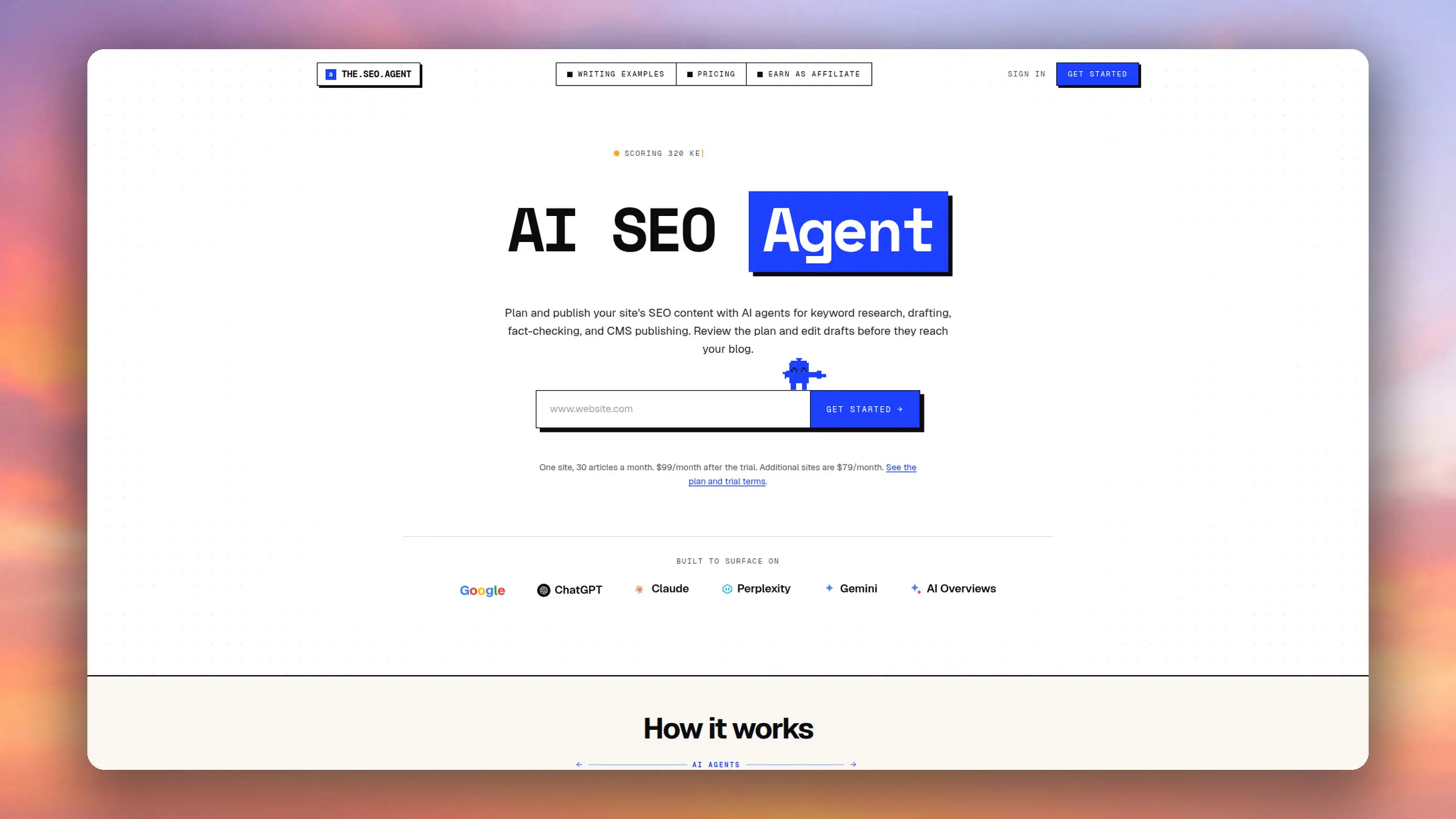 The SEO Agent homepage