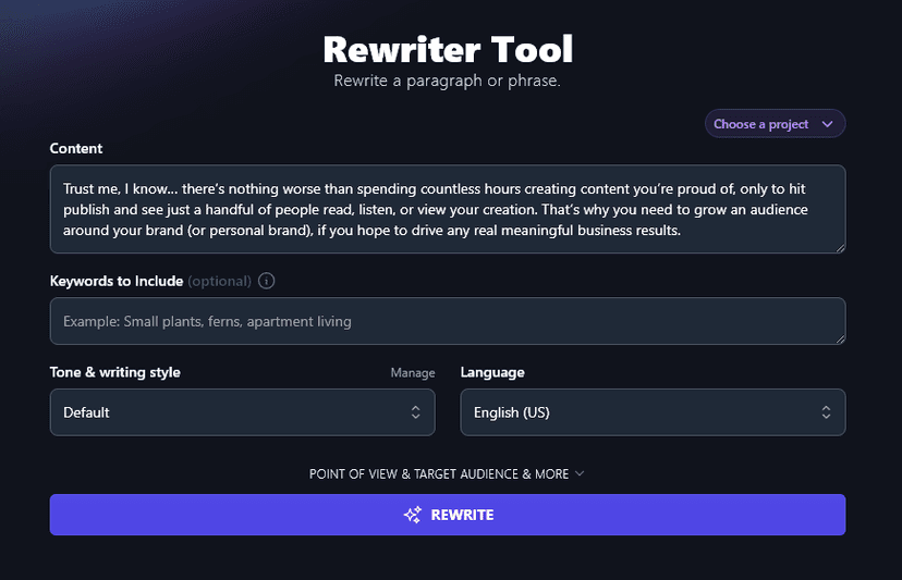 AI Rewriter: Paragraph Rewriter Tool to Instantly Rephrase Text