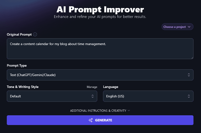Optimize Prompt AI Prompt Improver: Optimize Your Prompts for ChatGPT & More