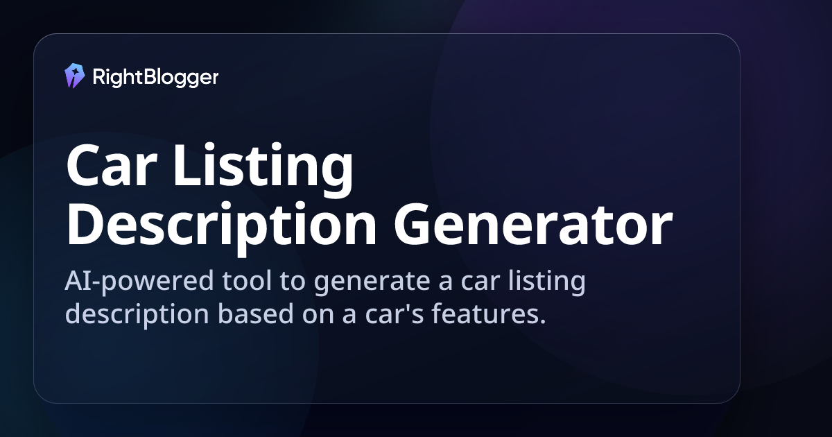 AI Car Listing Description Generator